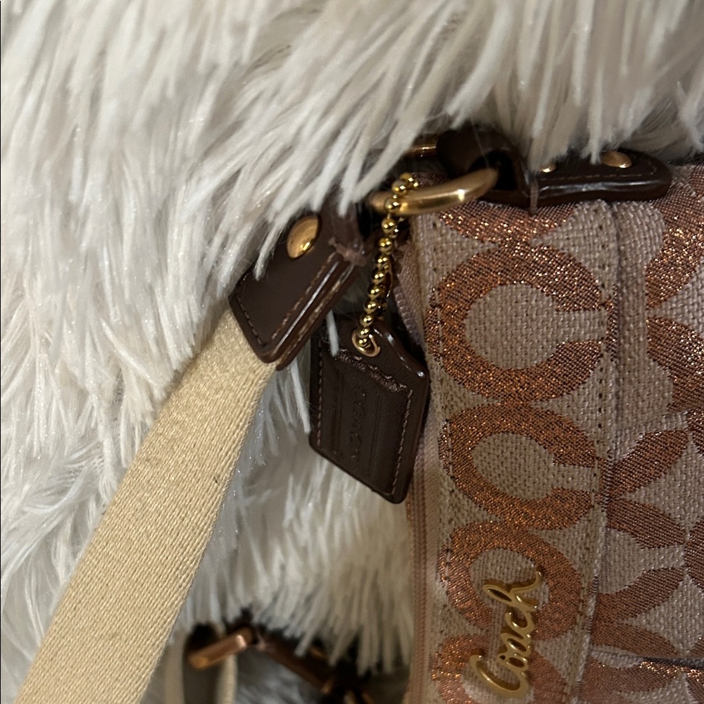 Coach OP Art Crossbody Jacquard metallic bronze and rose gold - Picture 3 of 10